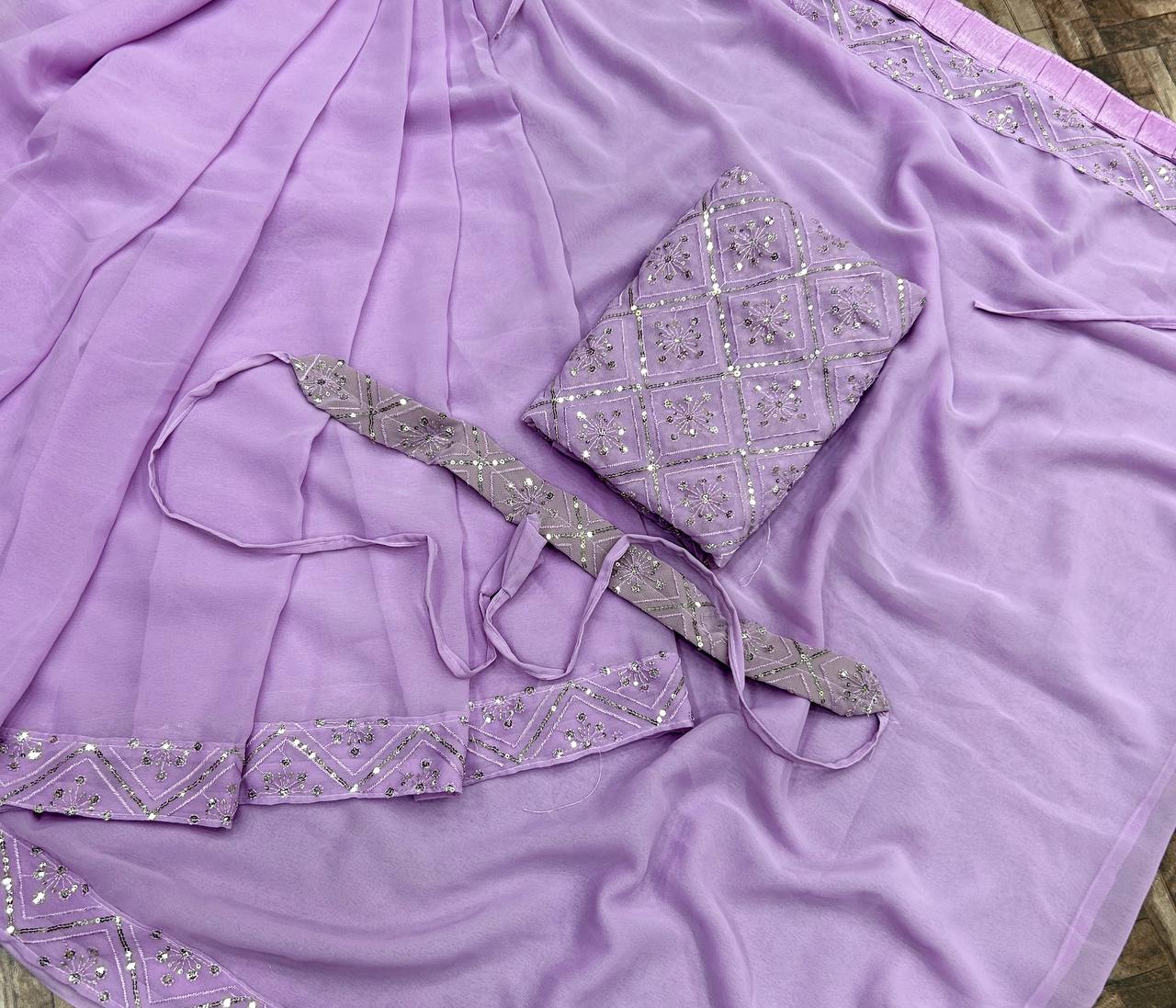Krishi Pure Faux Georgette Silk Party Wear Readymade Sarees Wholesale Market In Surat
